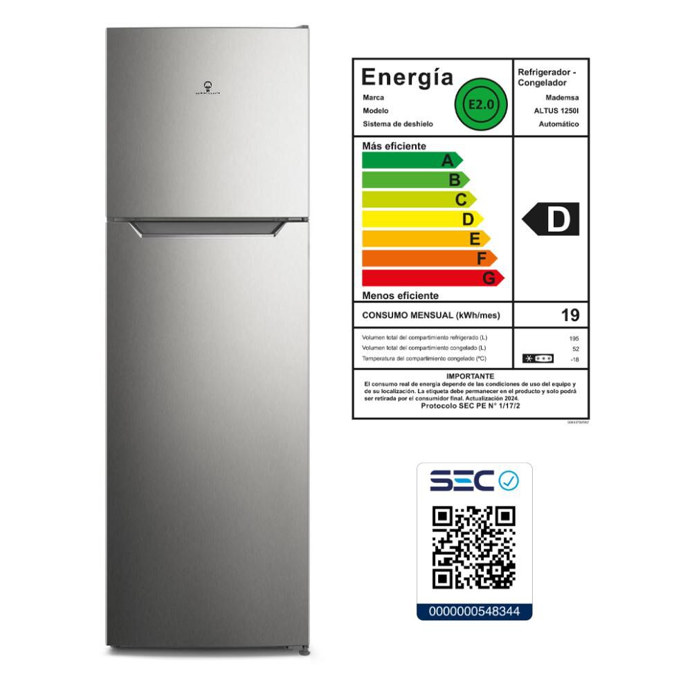 Refrigerador Top Freezer Mademsa Altus 1250i / No Frost / 247 Litros / D image number 8.0